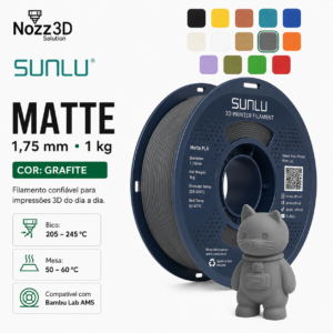 FILAMENTO SUNLU PLA MATTE, 1,75MM, ROLO DE 1 KG
